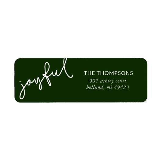 Joyful Script Holiday Return-adres Etiket (Voorkant)
