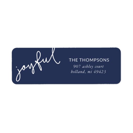 Joyful Script Holiday Return-adres Etiket (Voorkant)