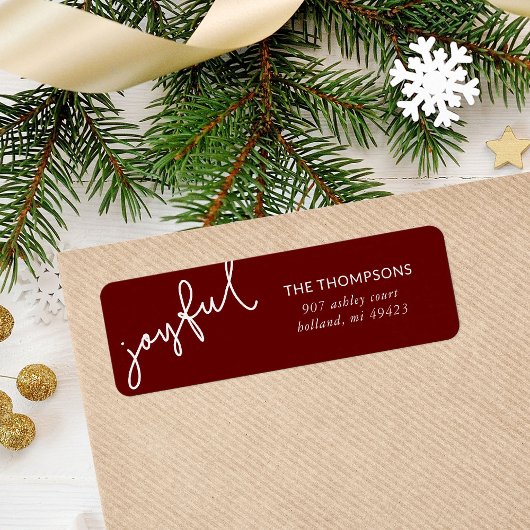 Joyful Script Holiday Return-adres Etiket