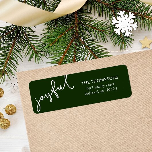 Joyful Script Holiday Return-adres Etiket