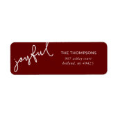 Joyful Script Holiday Return-adres Etiket (Voorkant)