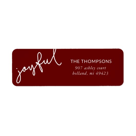 Joyful Script Holiday Return-adres Etiket (Voorkant)
