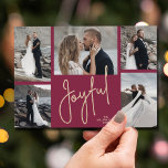 JOYFUL Script-Kaart voor kerstfeestdagen met foto' Feestdagenkaart<br><div class="desc">Met kerstfeestkaarten met meerdere foto's kunt u uw namen en het woord Joyful op een kruideniersachtergrond weergeven in het teken. Upload gewoon je favoriete foto's en voeg je personalisatie aan de achterkant toe. Selecteer High Definition voor de beste fotokwaliteit. De Live Design Service kan u indien nodig helpen met uw...</div>
