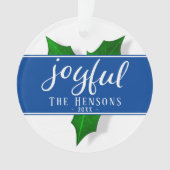 Joyful Script Modern Holly Berry Plant Ornament (voorkant)