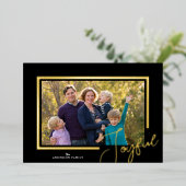 Joyful Script Modern Minimal Foto Kerstmis Folie Feestdagenkaart (Staand Voorkant)