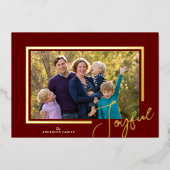 Joyful Script Moderne Minimale Folie van de Kerstm Folie Feestdagenkaart (Voorkant)