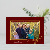 Joyful Script Moderne Minimale Folie van de Kerstm Folie Feestdagenkaart (Staand Voorkant)