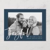 Joyful Script | Navy Holiday Foto Briefkaart (Voorkant)