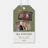 Joyful Script Olive Green Holiday 2 Foto Cadeaulabel (Voorkant)