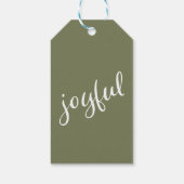 Joyful Script Olive Green Modern Holiday Cadeaulabel (Achterkant)