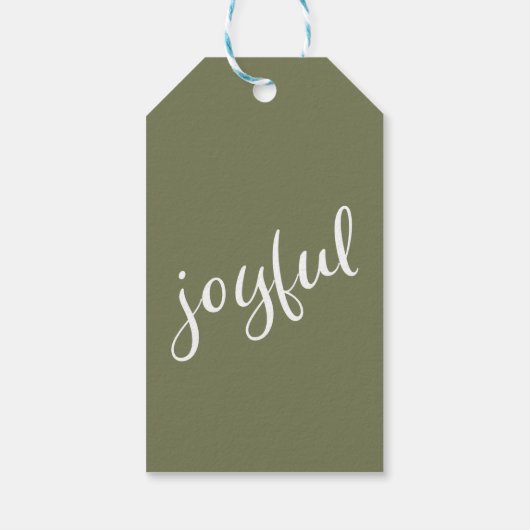 Joyful Script Olive Green Modern Holiday Cadeaulabel (Achterkant)