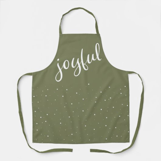 Joyful Script Olive Green Simple Kerstfeestdag Schort (Voorkant)