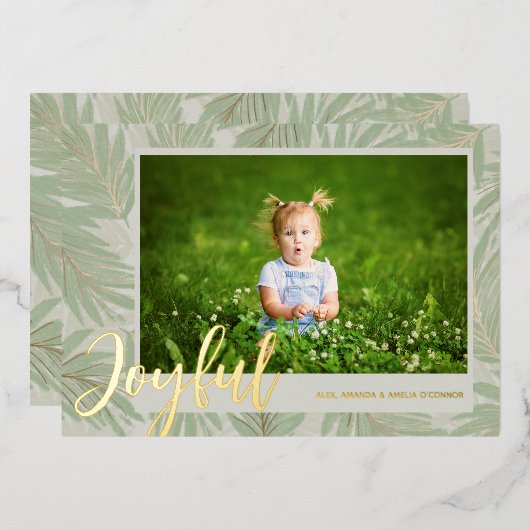 JOYFUL Script Photo Gold Folie Feestdagenkaart (Voorkant / Achterkant)