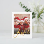 Joyful Script Photo Holiday Briefkaart (Staand voorkant)