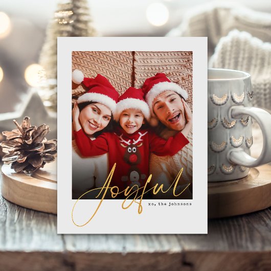 Joyful Script Photo Holiday Briefkaart