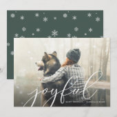 Joyful Script Photo Holiday Card Feestdagenkaart (Voorkant / Achterkant)