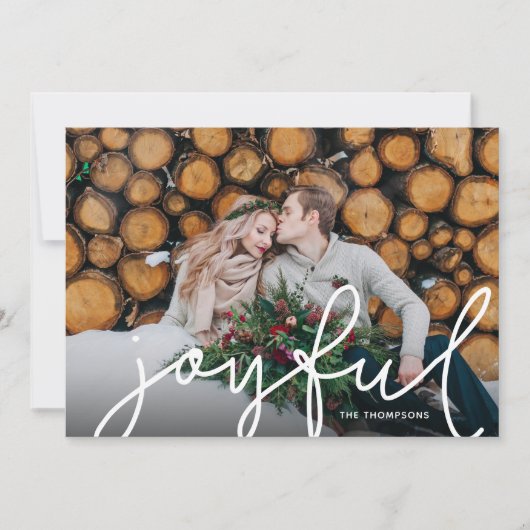 Joyful Script Photo Overlay Feestdagenkaart (Voorkant)