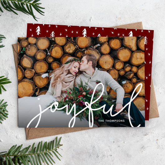Joyful Script Photo Overlay Feestdagenkaart