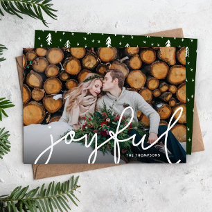 Joyful Script Photo Overlay Feestdagenkaart