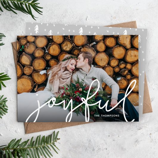 Joyful Script Photo Overlay Feestdagenkaart