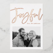 Joyful Script Roos Gold Photo Folie Feestdagenkaart (Voorkant)