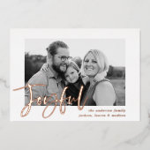 Joyful Script Roos Gold Photo Folie Feestdagenkaart (Voorkant)