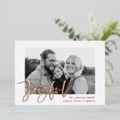 Joyful Script Roos Gold Photo Folie Feestdagenkaart (Staand Voorkant)