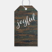 Joyful Script Rustic Wood Olive Green Holiday Cadeaulabel (Achterkant)