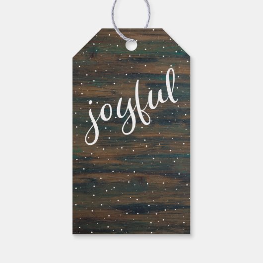 Joyful Script Rustic Wood Olive Green Holiday Cadeaulabel (Achterkant)