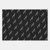 Joyful Script Snowflake Black and White Holiday Inpakpapier Vel (Voorkant 2)