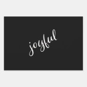 Joyful Script Snowflake Black and White Holiday Inpakpapier Vel (Voorkant)