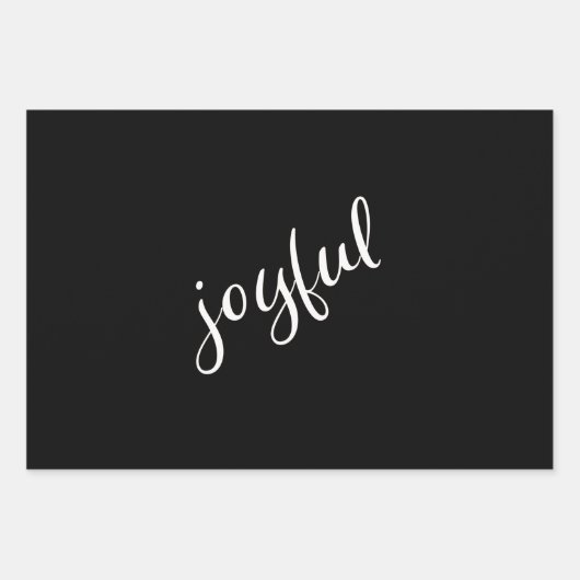 Joyful Script Snowflake Black and White Holiday Inpakpapier Vel (Voorkant)