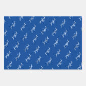 Joyful Script Snowflake Blue en White Holiday Inpakpapier Vel (Voorkant 2)