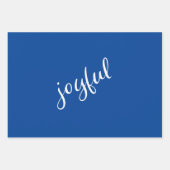 Joyful Script Snowflake Blue en White Holiday Inpakpapier Vel (Voorkant)