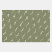 Joyful Script Snowflake Olive Green Holiday Inpakpapier Vel (Voorkant 2)