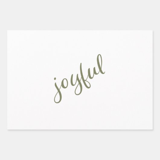 Joyful Script Snowflake Olive Green Holiday Inpakpapier Vel (Voorkant)