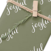 Joyful Script Snowflake Olive Green Holiday Inpakpapier Vel
