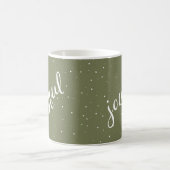 Joyful Script Snowflake Olive Green Holiday Koffiemok (Center)