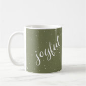 Joyful Script Snowflake Olive Green Holiday Koffiemok (Links)
