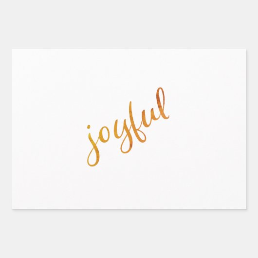 Joyful Script Snowflakes Oranje Holiday Inpakpapier Vel (Voorkant)
