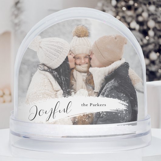 Joyful Script with Snowy Brushstroke Snow Globe Sneeuwbol