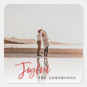 Joyful scripttekst Kerstmis Vierkante Sticker