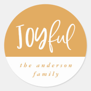 Joyful scriptteksttypografie kerstvakantie ronde sticker