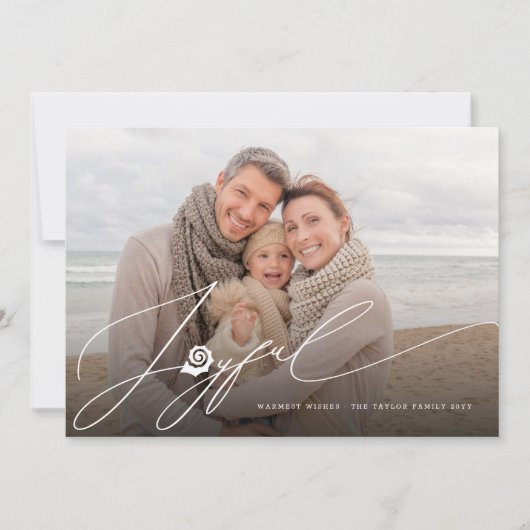 Joyful Seashell Beach Stylish Script Modern Photo Feestdagenkaart (Voorkant)