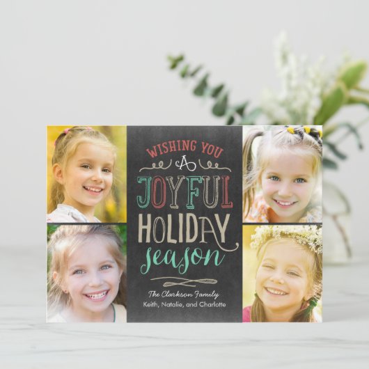 Joyful Season Holiday Photo Card Feestdagenkaart (Staand voorkant)