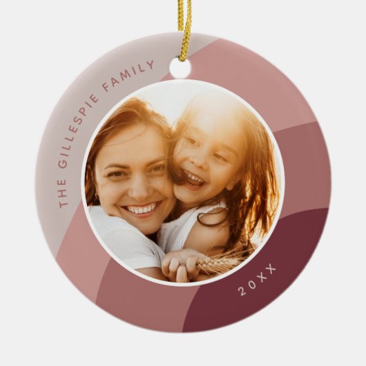 Joyful Shades | Aangepaste naam en jaarlijkse foto Keramisch Ornament (Voorkant)