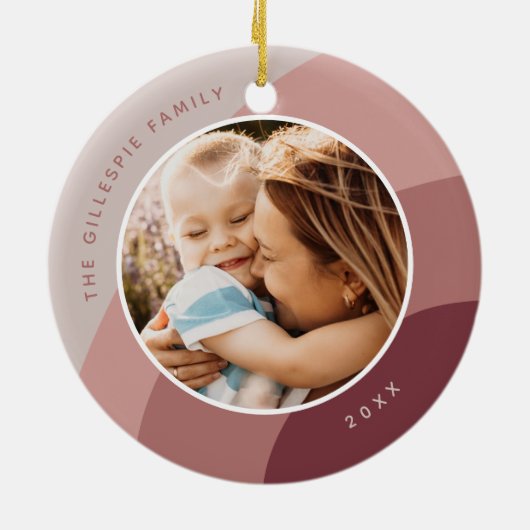 Joyful Shades | Aangepaste naam en jaarlijkse foto Keramisch Ornament (Achterkant)