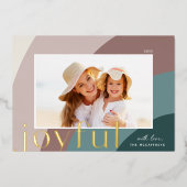 Joyful Shades | Moderne horizontale foto Folie Feestdagenkaart (Voorkant)