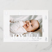 Joyful Silver Trees 2 Foto Folie Feestdagenkaart (Voorkant)