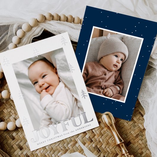 Joyful Silver Trees 2 Foto Folie Feestdagenkaart